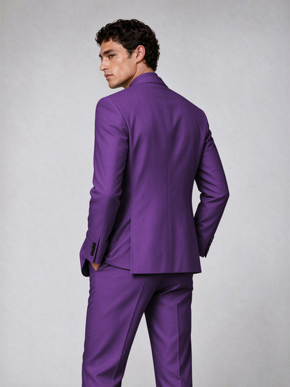 Savile Men's Purple Double-Breasted 2-Piece Suit Set – Blazer & Trousers - Purple