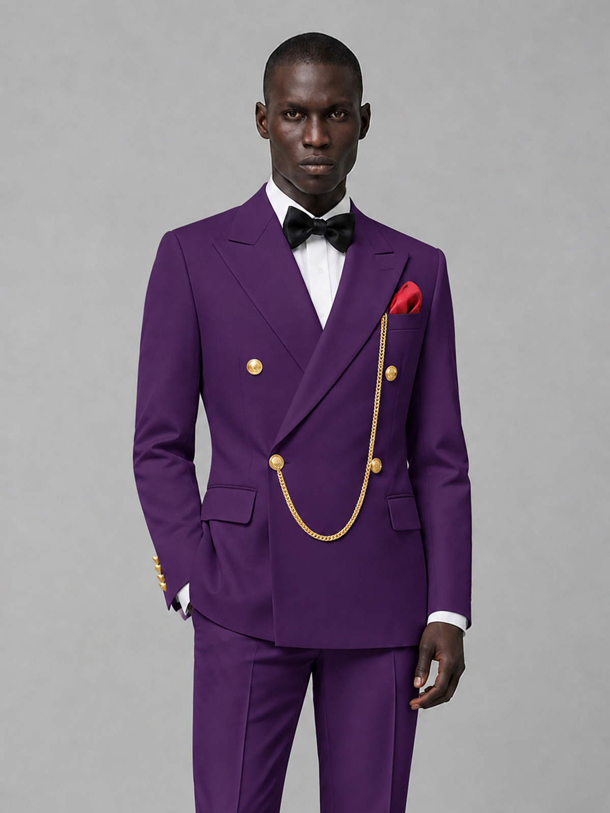 Men's Purple Double-Breasted 2-Piece Suit Set – Jacket & Trousers | Purple Chain - Purple