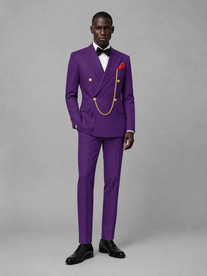 Men's Purple Double-Breasted 2-Piece Suit Set – Jacket & Trousers | Purple Chain - Purple