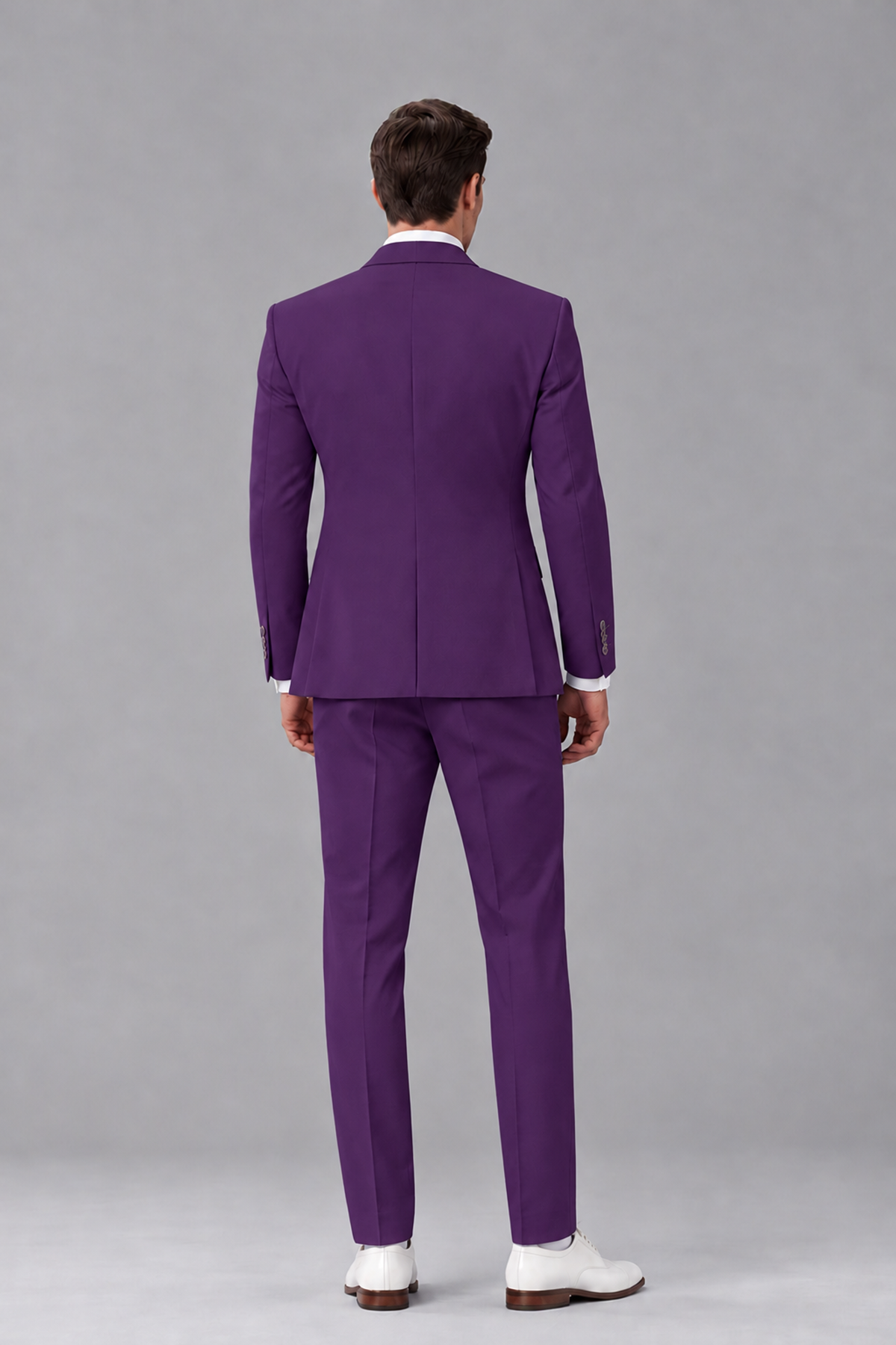 Savile Purple 3-Piece Suit with Notch Lapel & Chain Vest - Purple