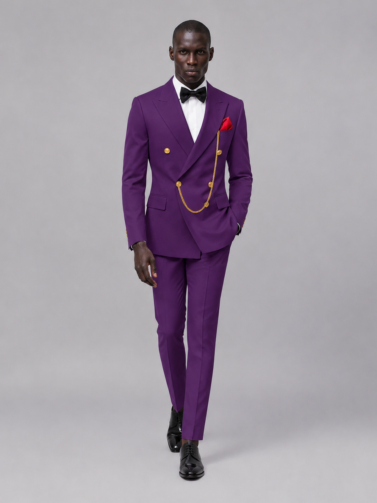 Men's Purple Double-Breasted 2-Piece Suit Set – Jacket & Trousers | Purple Chain - Purple