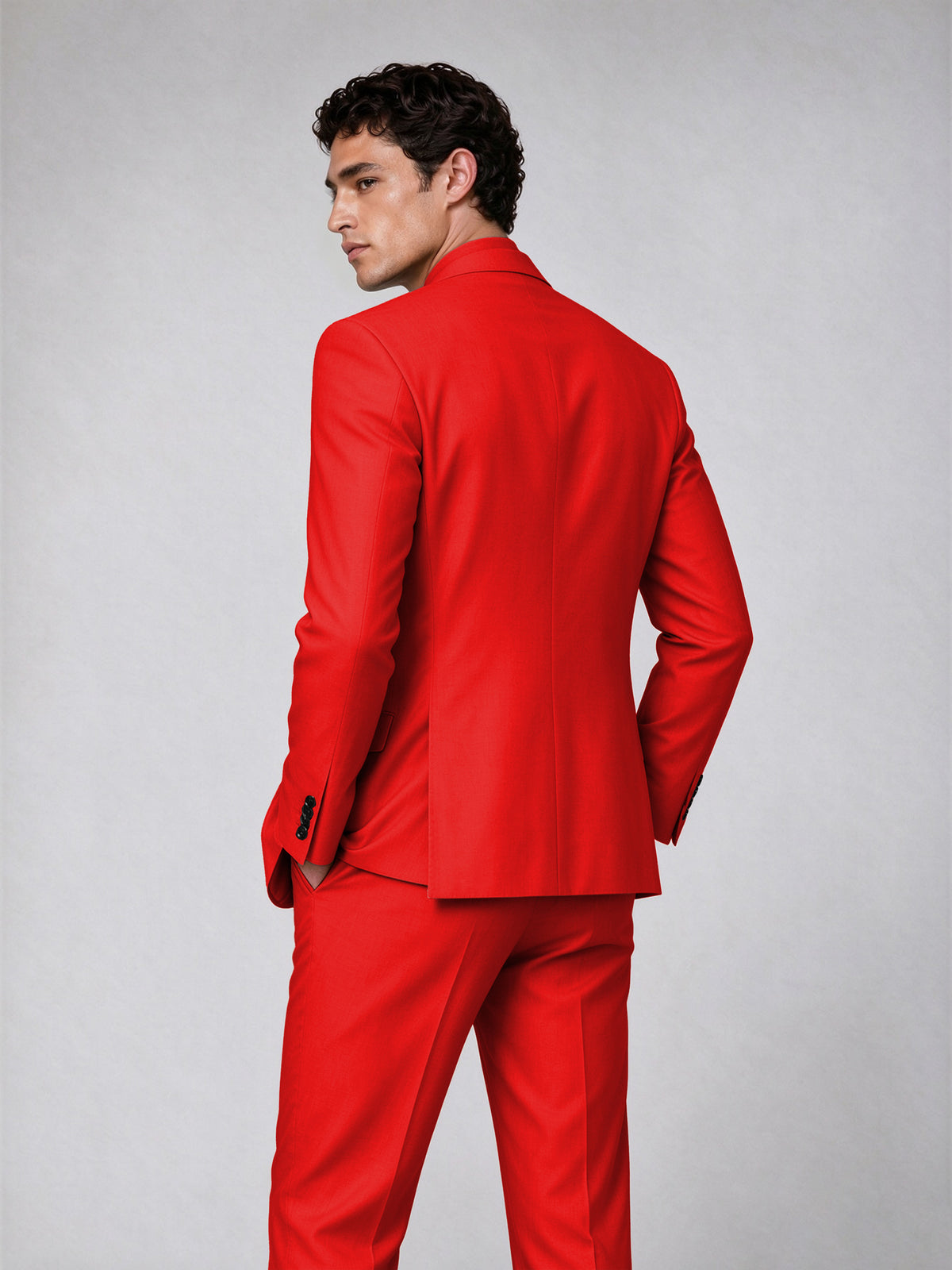 Savile Men's Red Double-Breasted 2-Piece Suit Set – Blazer & Trousers - Red