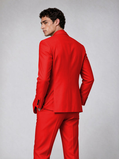 Savile Men's Red Double-Breasted 2-Piece Suit Set – Blazer & Trousers - Red