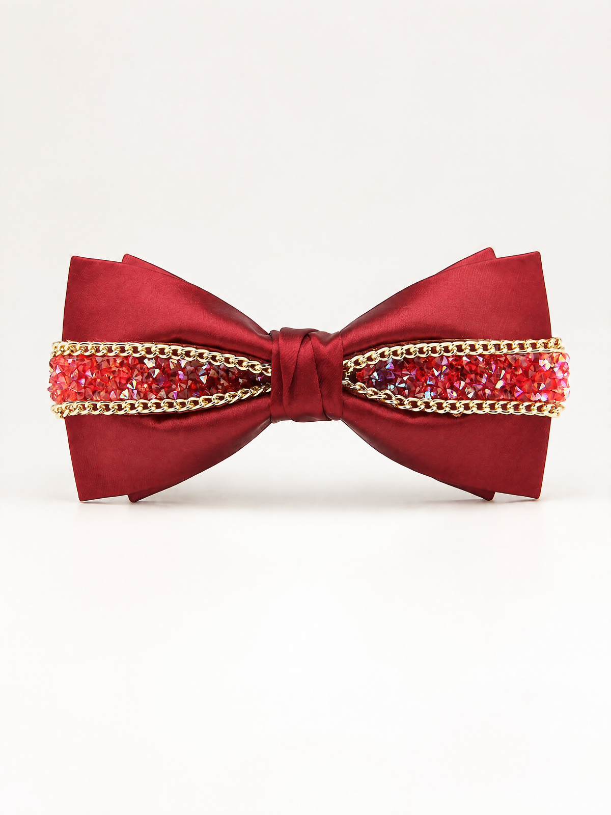Savile Men's Red Crystal Rhinestone Double-Layer Bow Tie | Stepped Pre-Tied Formal Tuxedo Neckwear - Red - Red (1)