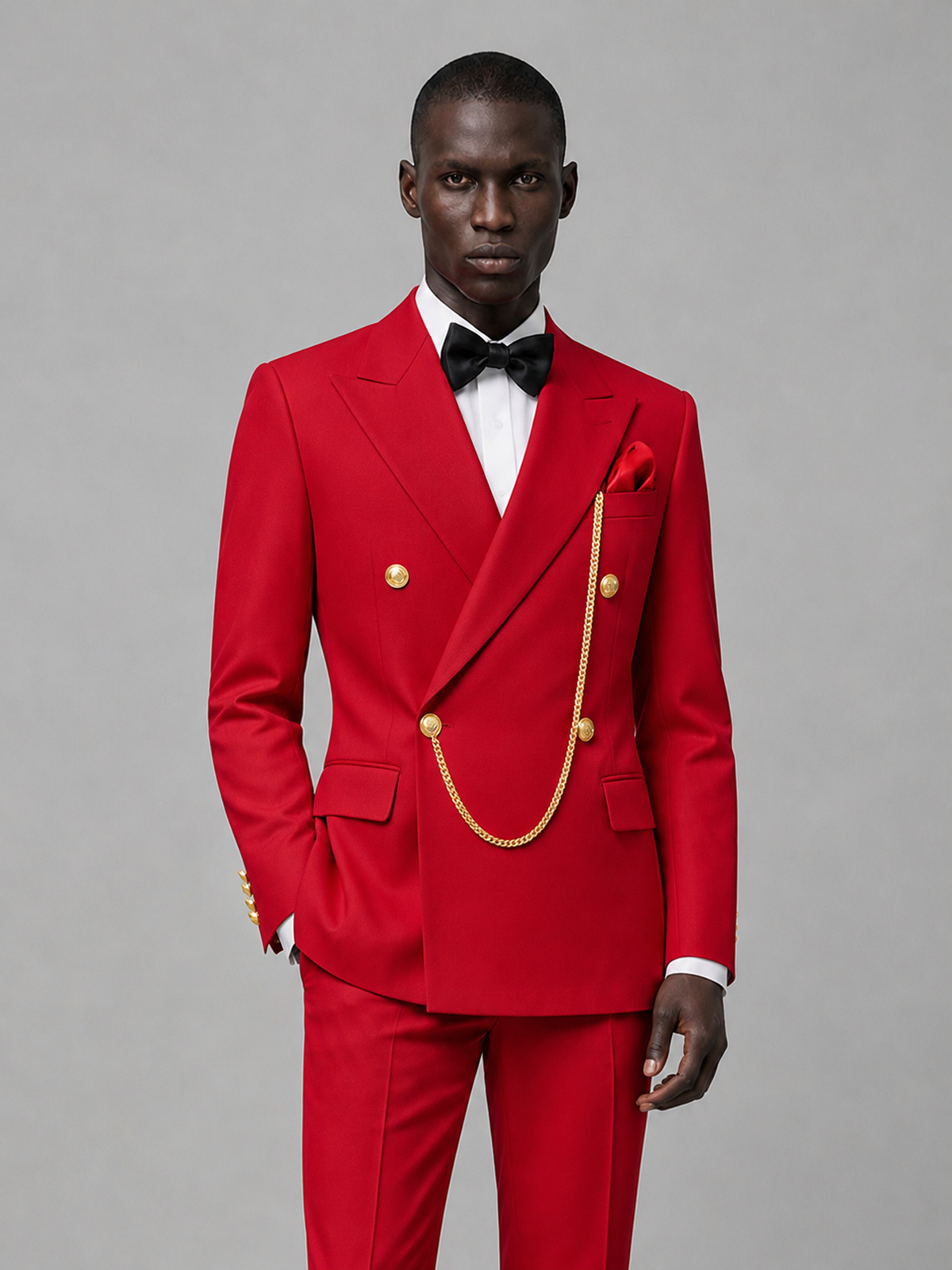 Men's Red Double-Breasted 2-Piece Suit Set – Jacket & Trousers | Red Chain - Red