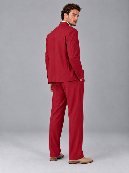 Savile Red Beige Double-Breasted 2-Piece Suit with Peak Lapel - Red