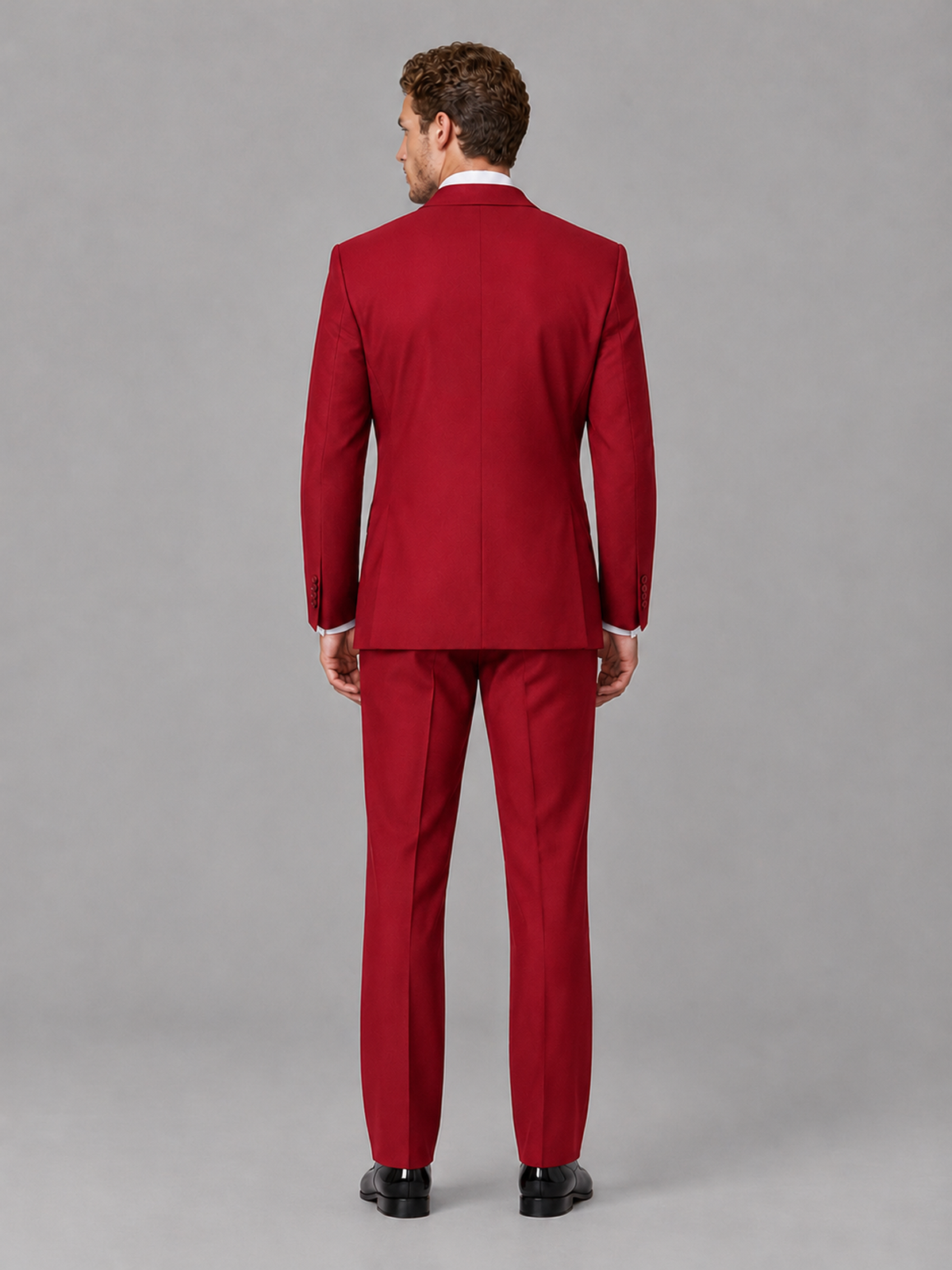 Savile Men's Red Peak Lapel 3-Piece Tuxedo Suit | Jacket, Vest & Trousers - Red