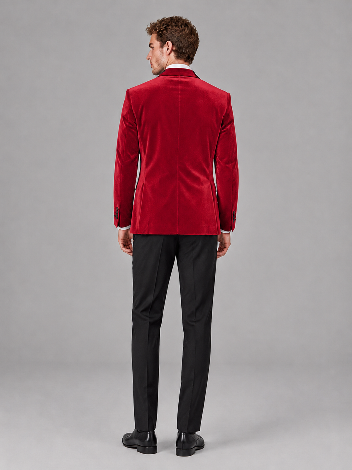 Savile Men's Red Velvet Peak Lapel 2-Piece Tuxedo Suit Set | Jacket & Trousers - Red