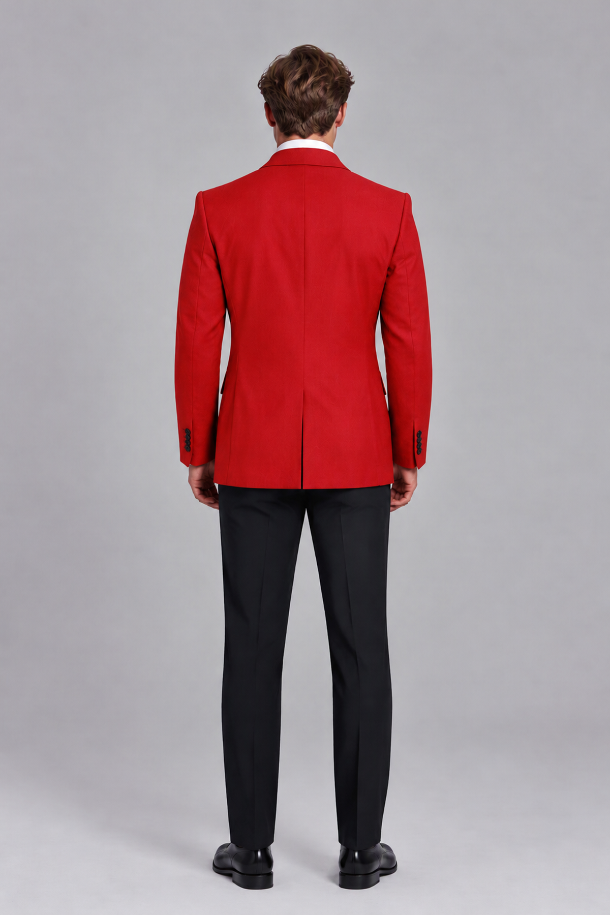 Savile Men's Red Double-Breasted Peak Lapel Blazer - Red