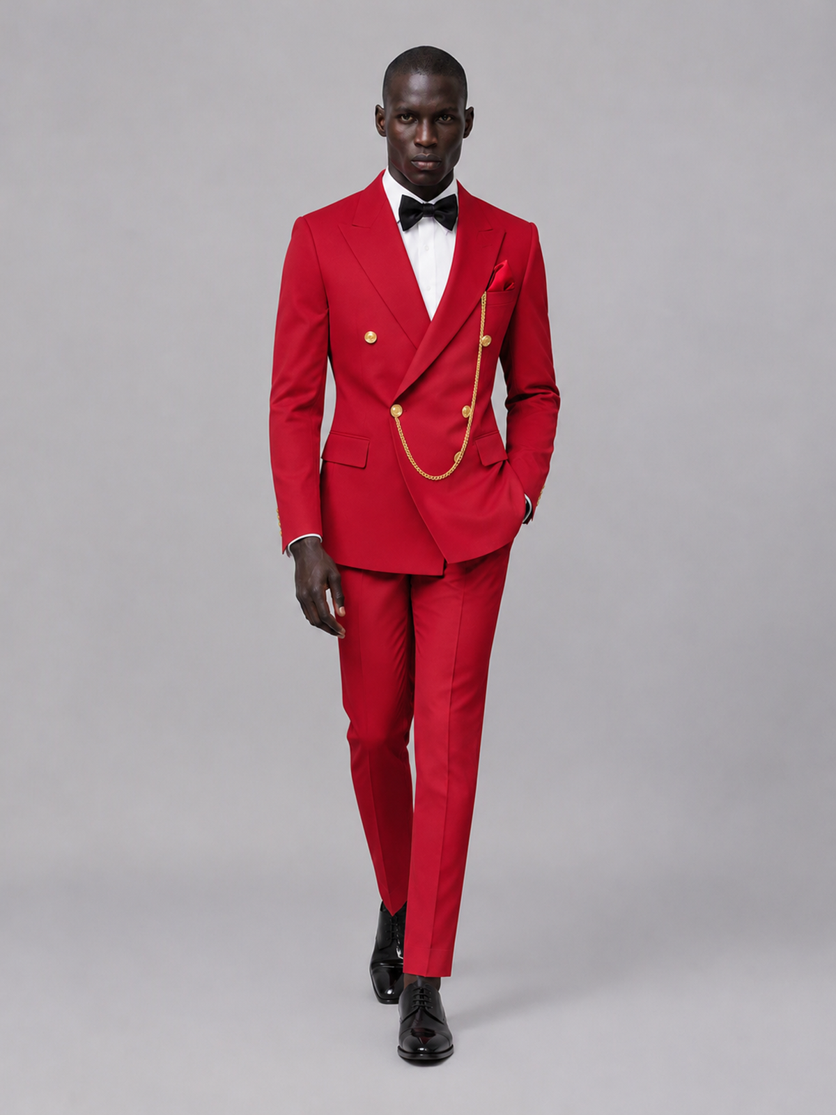 Men's Red Double-Breasted 2-Piece Suit Set – Jacket & Trousers | Red Chain - Red
