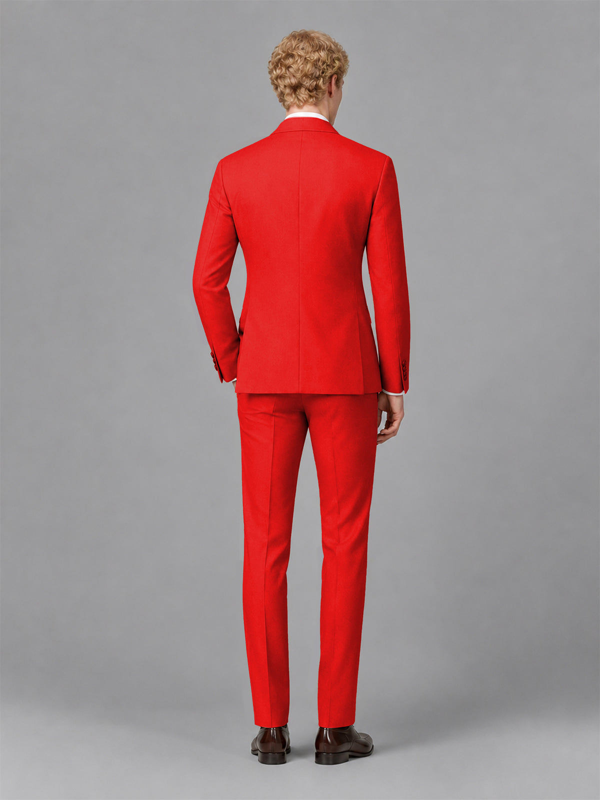 Men's Red Single-Button Red Satin Shawl Lapel Tuxedo Suit Set | Blazer & Trousers - Red