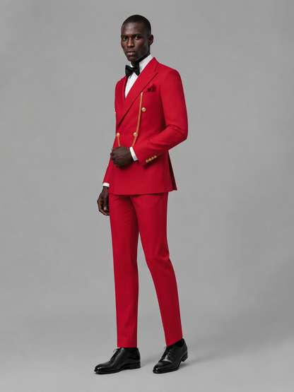Men's Red Double-Breasted 2-Piece Suit Set – Jacket & Trousers | Red Chain - Red