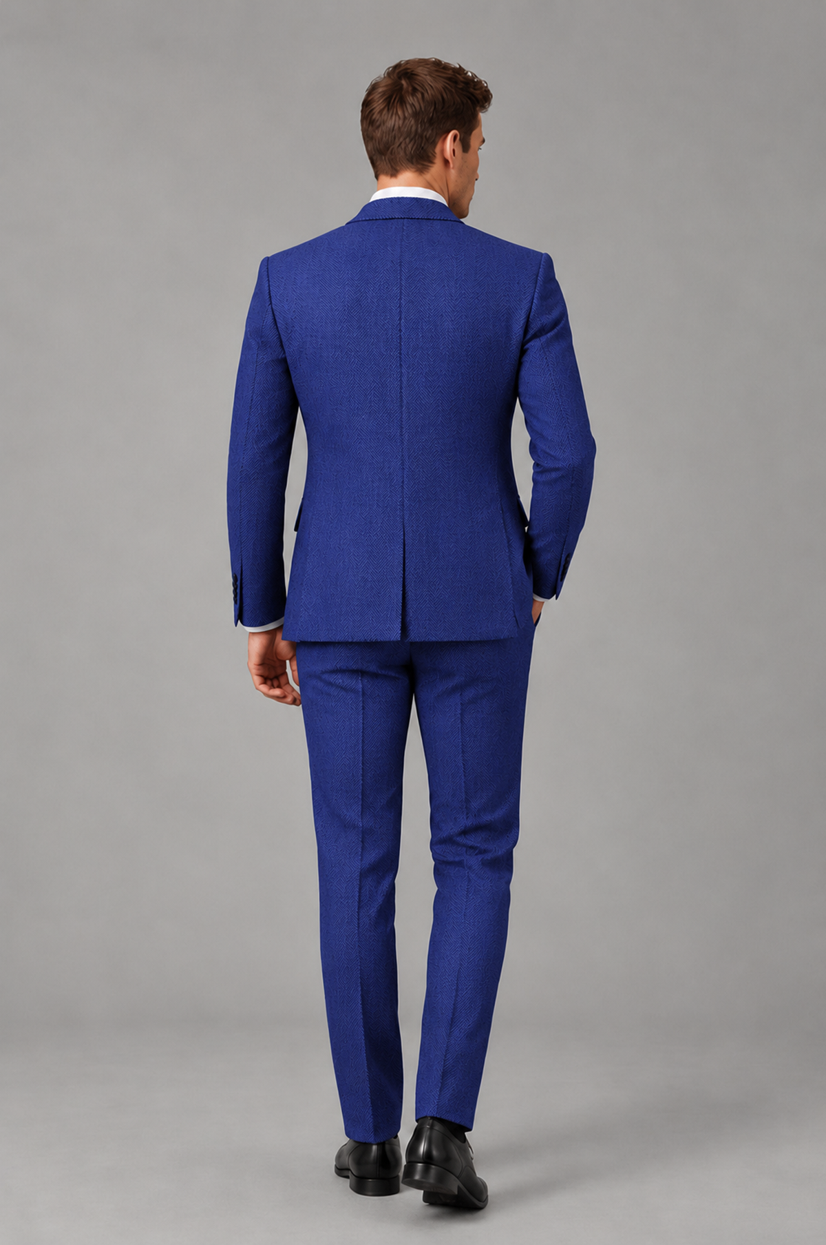 Savile Men's Grey Notch Lapel 3-Piece Suit Set | Jacket, Vest & Trousers - Royal Blue - Royal Blue