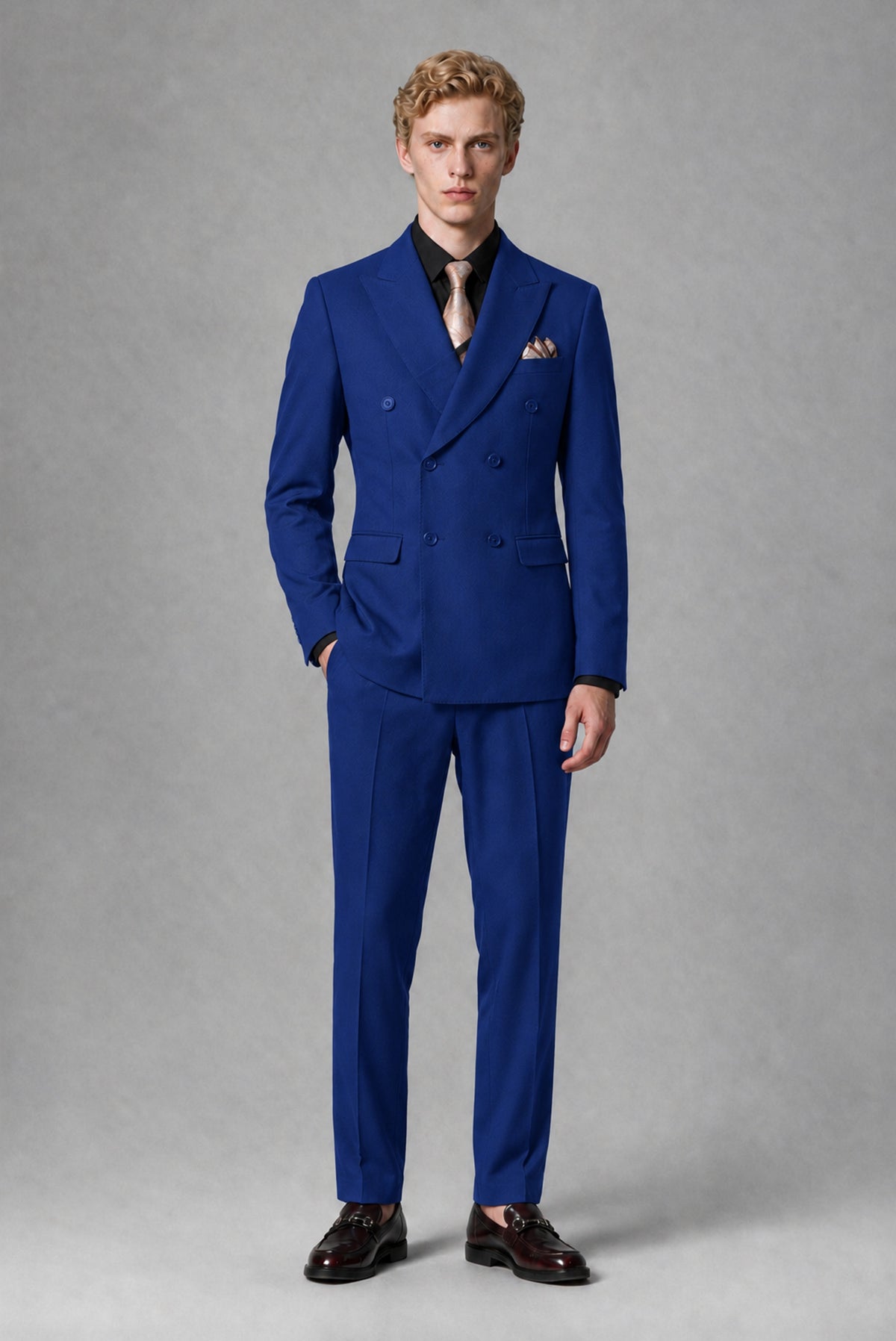Savile Men's Royal Blue Double-Breasted Two-Piece Suit - Royal Blue