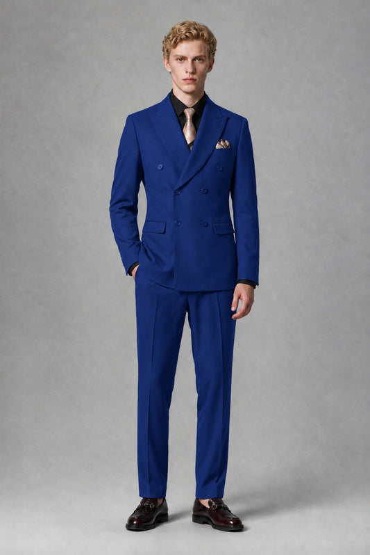 Savile Men's Royal Blue Double-Breasted Two-Piece Suit - Royal Blue
