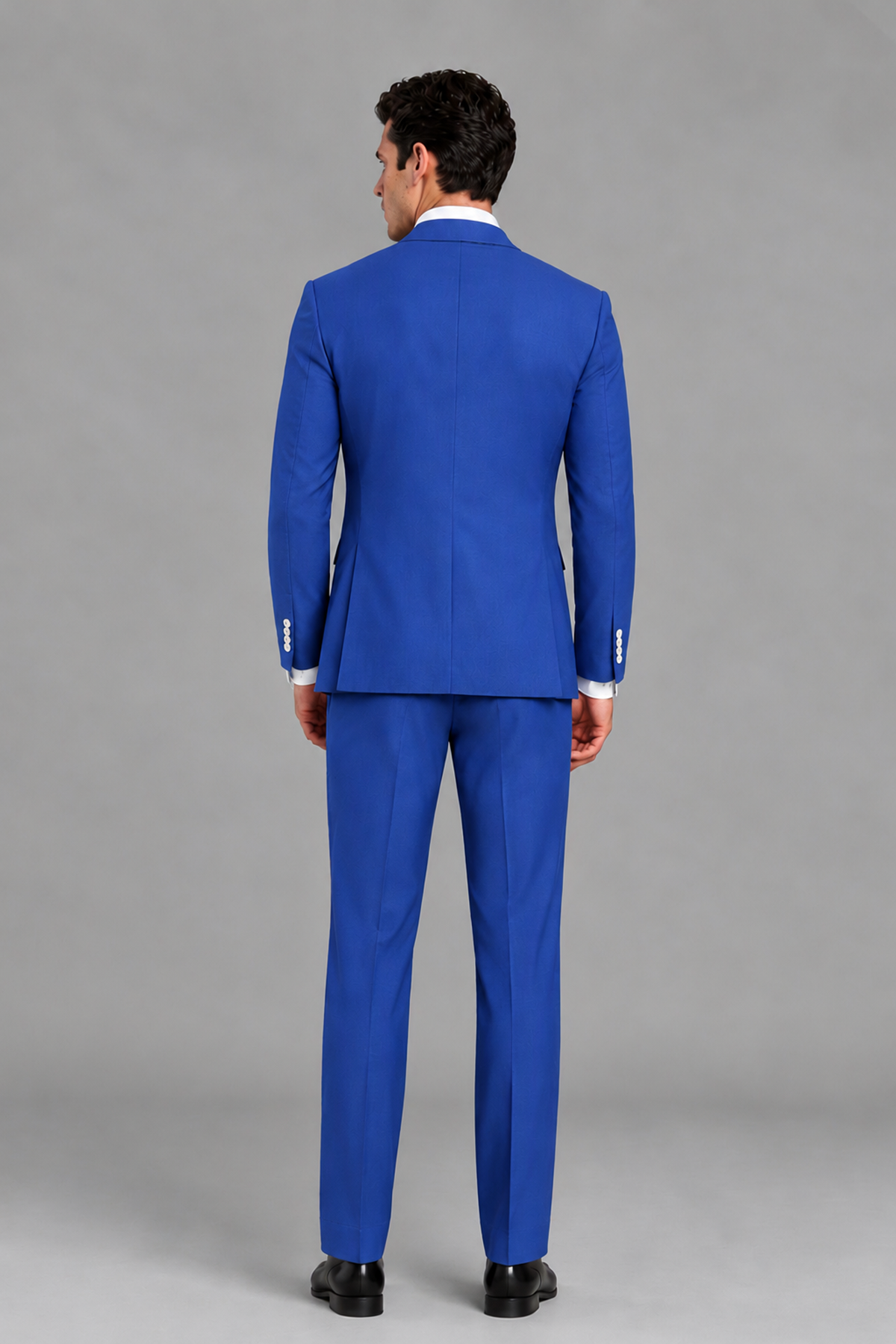 Savile Men's Modern Royal Blue 2-Piece Wrap Suit Set – Peak Lapel Side-Button Blazer & Tailored Trousers - Royal Blue - Royal_Blue_3