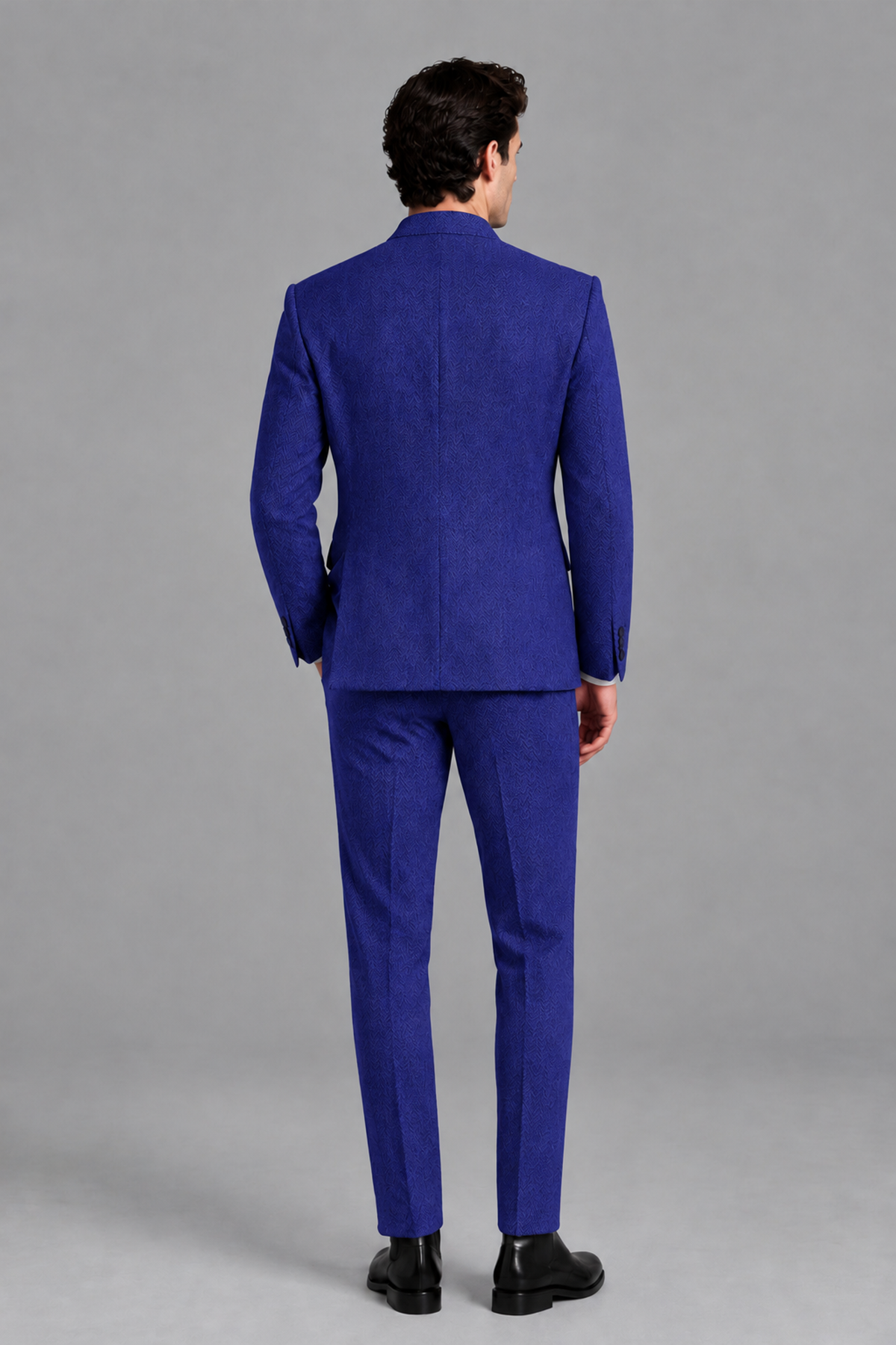Savile Men's Royal Blue Stand Collar Double Breasted Slim Fit 2-Piece Suit Set – Jacket & Trousers | Wedding Gala Formal - Royal_Blue