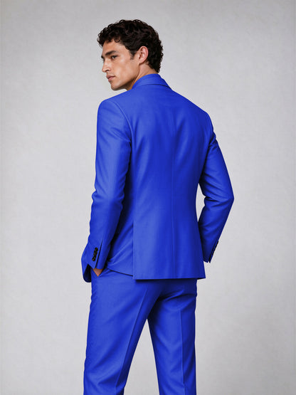 Savile Men's Royal Blue Double-Breasted 2-Piece Suit Set – Blazer & Trousers - Royal Blue