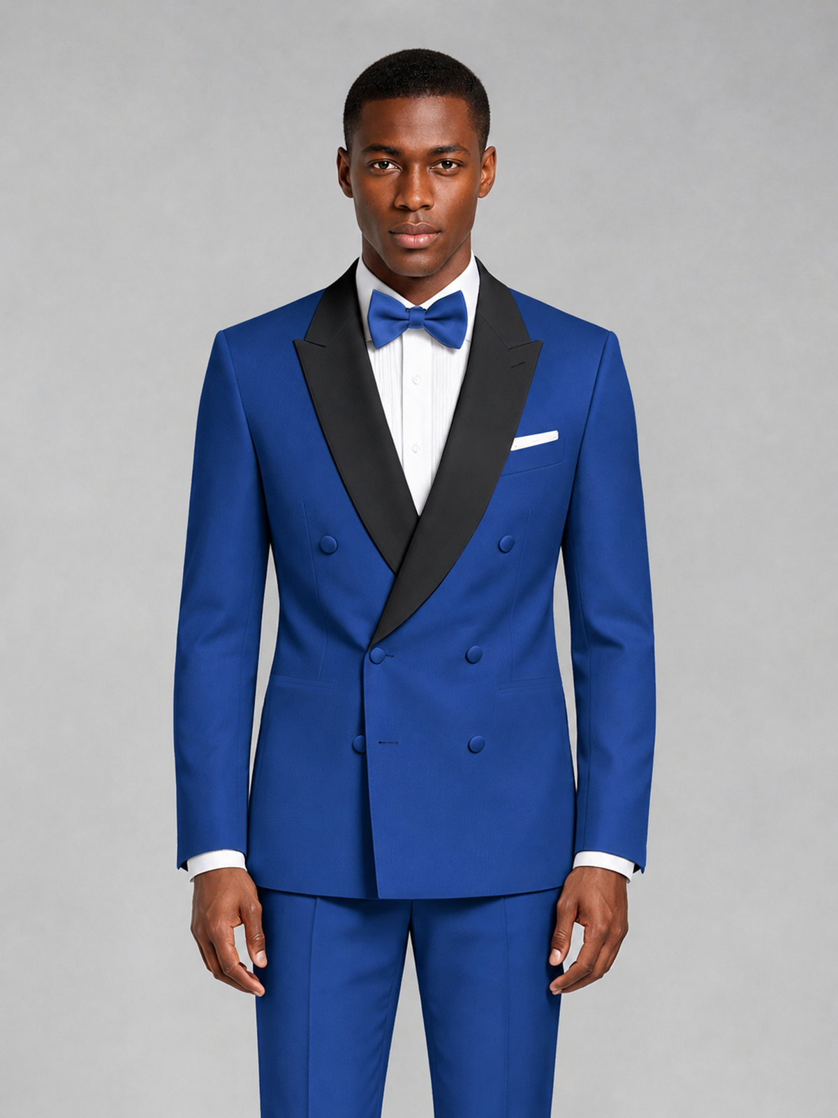 Men's Royal Blue Double-Breasted Tuxedo Suit – Satin Shawl Lapel Royal Blue-Tie Wedding & Gala 2-Piece Set - Royal Blue