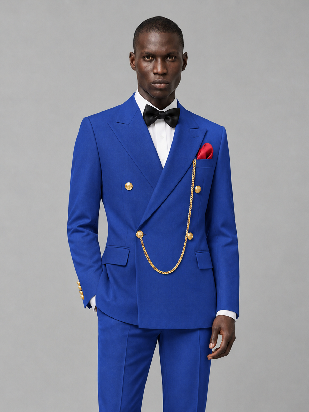 Men's Royal Blue Double-Breasted 2-Piece Suit Set – Jacket & Trousers | Royal Blue Chain - Royal Blue