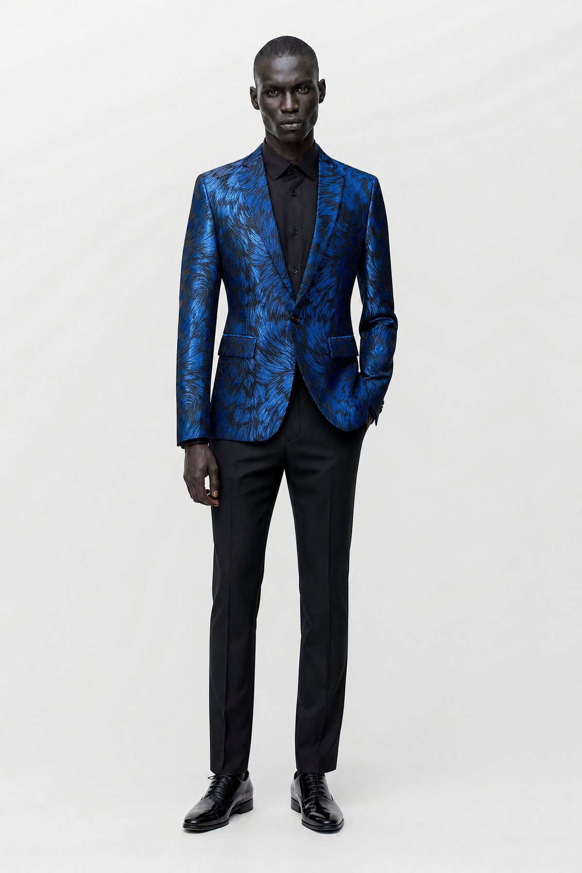 Savile Men's Royal Blue Textured Single-Breasted Blazer - Royal Blue