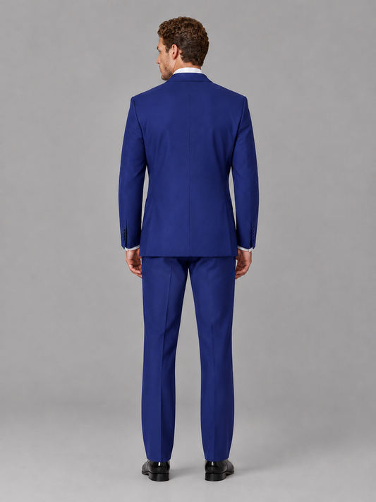 Savile Men's Royal Blue Peak Lapel 3-Piece Tuxedo Suit | Jacket, Vest & Trousers - Royal Blue