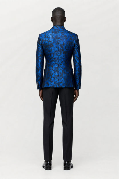 Savile Men's Royal Blue Textured Single-Breasted Blazer - Royal Blue
