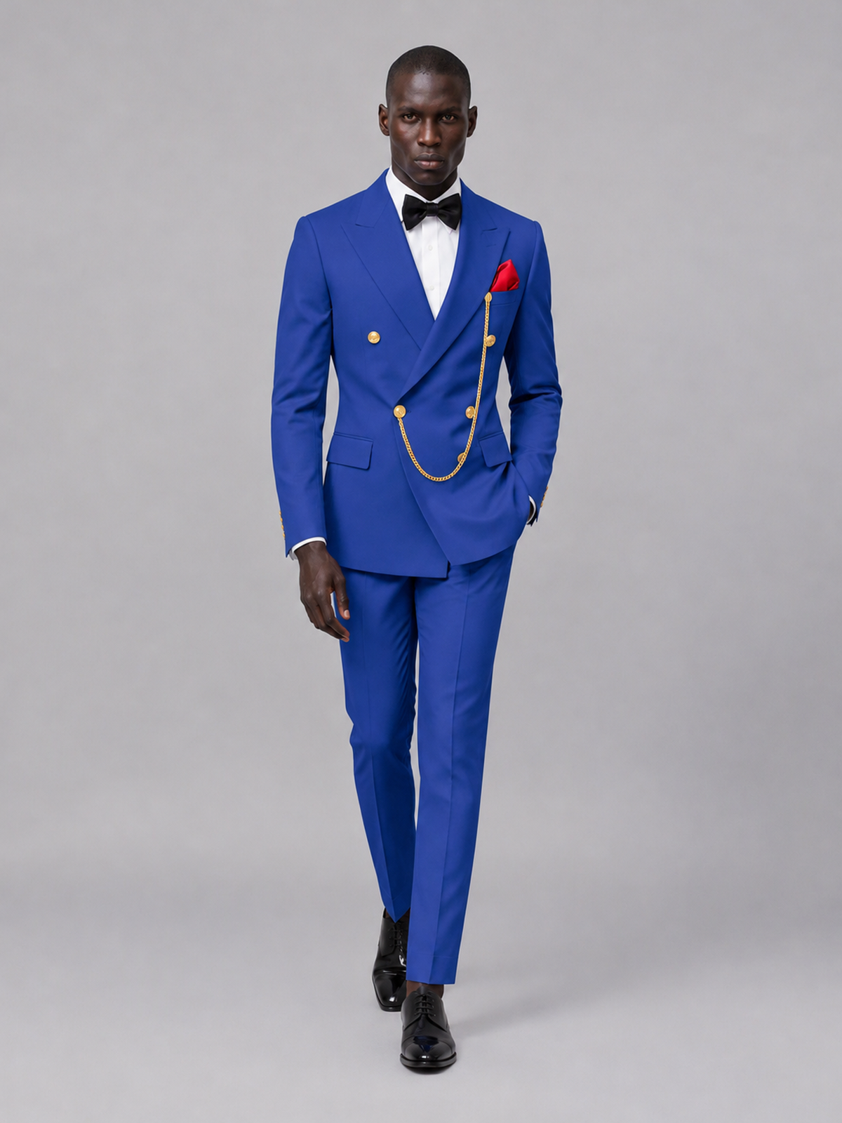 Men's Royal Blue Double-Breasted 2-Piece Suit Set – Jacket & Trousers | Royal Blue Chain - Royal Blue