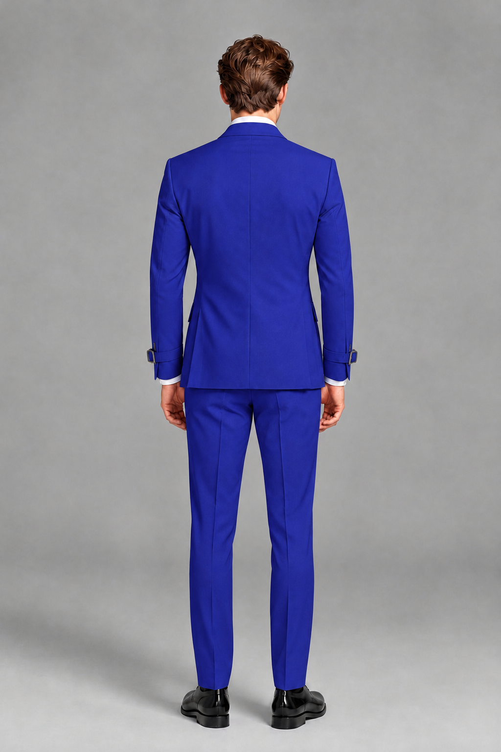 Savile Men's Royal Blue Buckle-Closure 2-Piece Suit Set | Peak Lapel Blazer & Trousers - Royal Blue