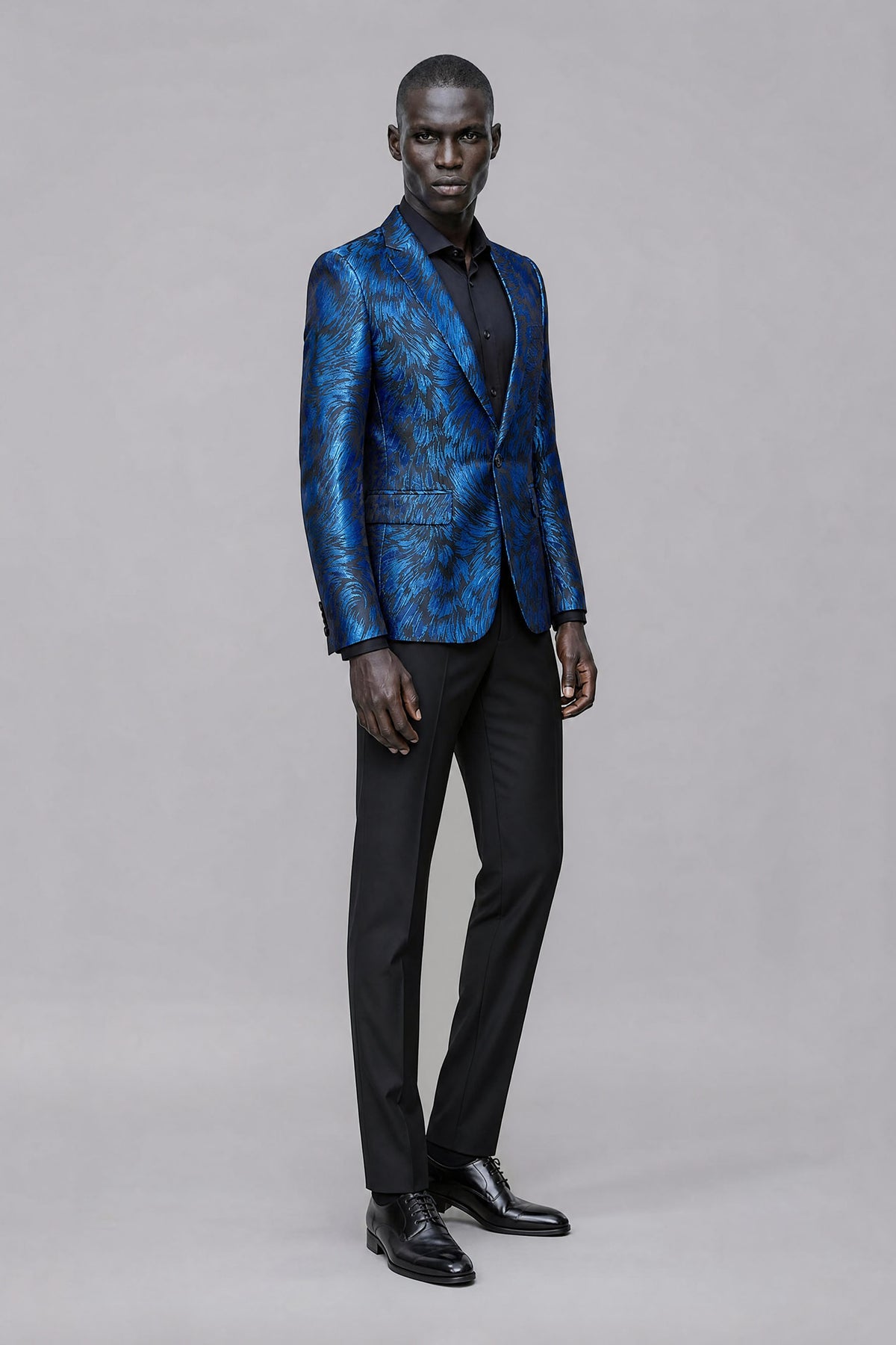 Savile Men's Royal Blue Textured Single-Breasted Blazer - Royal Blue