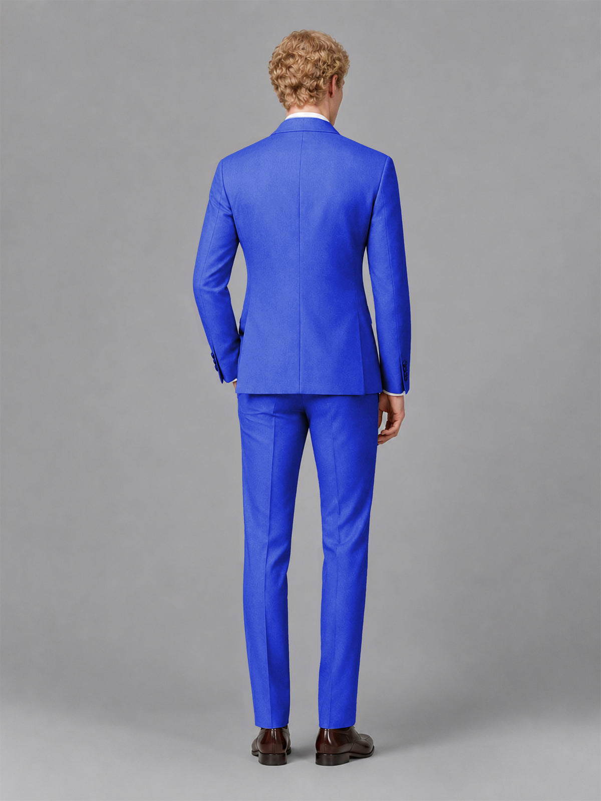 Men's Royal Blue Single-Button Royal Blue Satin Shawl Lapel Tuxedo Suit Set | Blazer & Trousers - Royal Blue