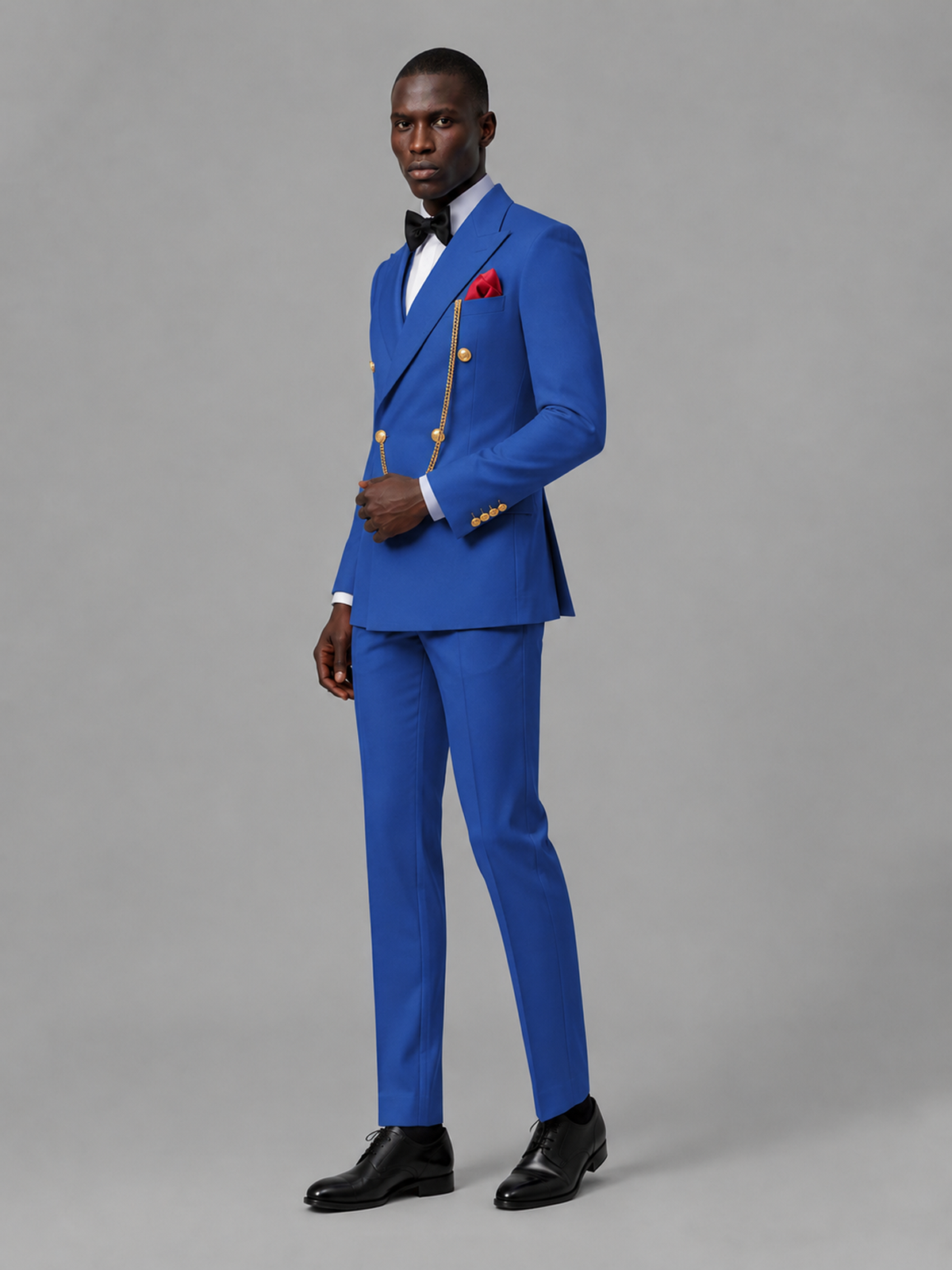 Men's Royal Blue Double-Breasted 2-Piece Suit Set – Jacket & Trousers | Royal Blue Chain - Royal Blue