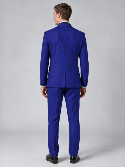 Savile Men's Royal Blue Wrap Shawl Lapel 2-Piece Suit Set – Modern Jacket & Trousers