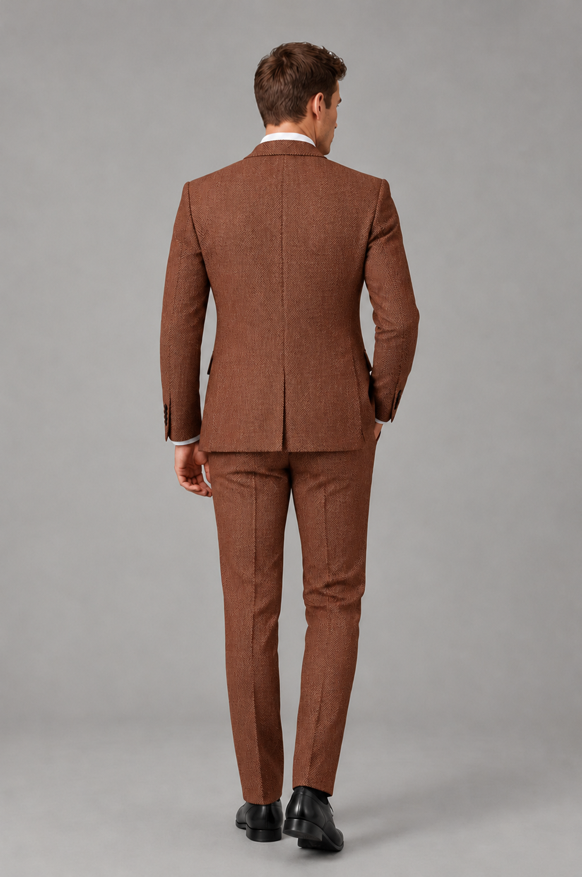 Savile Men's Grey Notch Lapel 3-Piece Suit Set | Jacket, Vest & Trousers - Rust - Rust