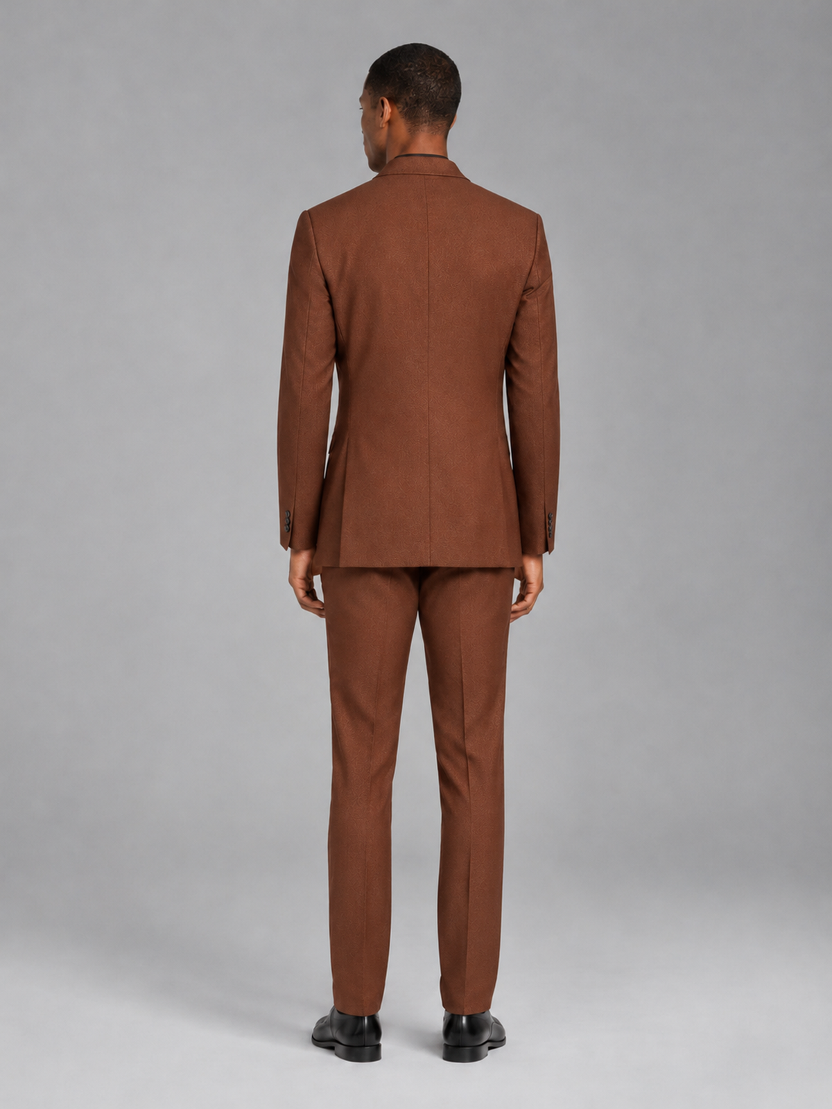 Savile Men's Rust Contrast Shawl Lapel Tuxedo Suit – 3-Piece Wedding, Prom & Black-Tie Formal Set - Rust - Rust_3