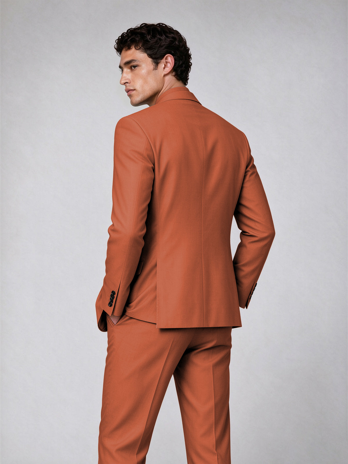 Savile Men's Rust Double-Breasted 2-Piece Suit Set – Blazer & Trousers - Rust