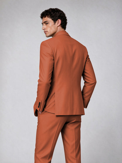 Savile Men's Rust Double-Breasted 2-Piece Suit Set – Blazer & Trousers - Rust