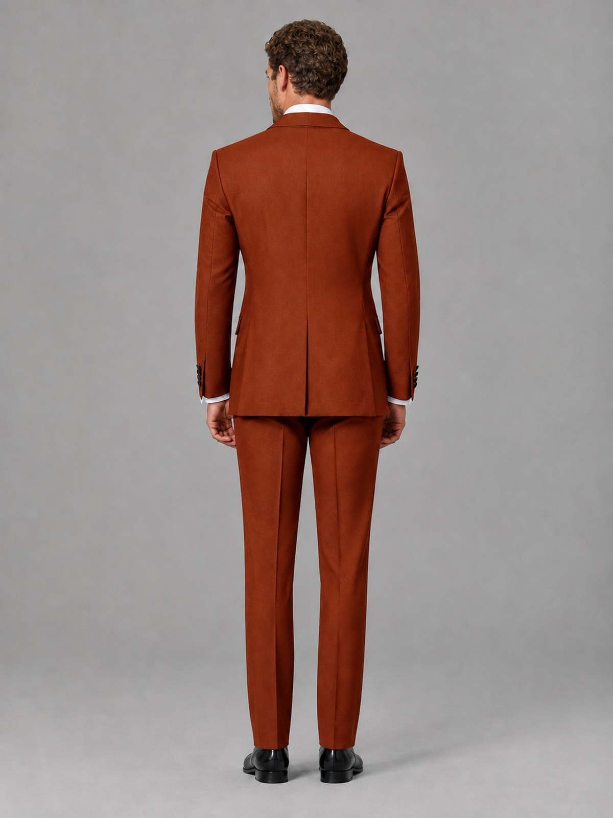 Savile Men's Rust Velvet Shawl Lapel Tuxedo Suit – Modern Side-Buckle Dinner Jacket & Trousers 2-Piece Set - Rust