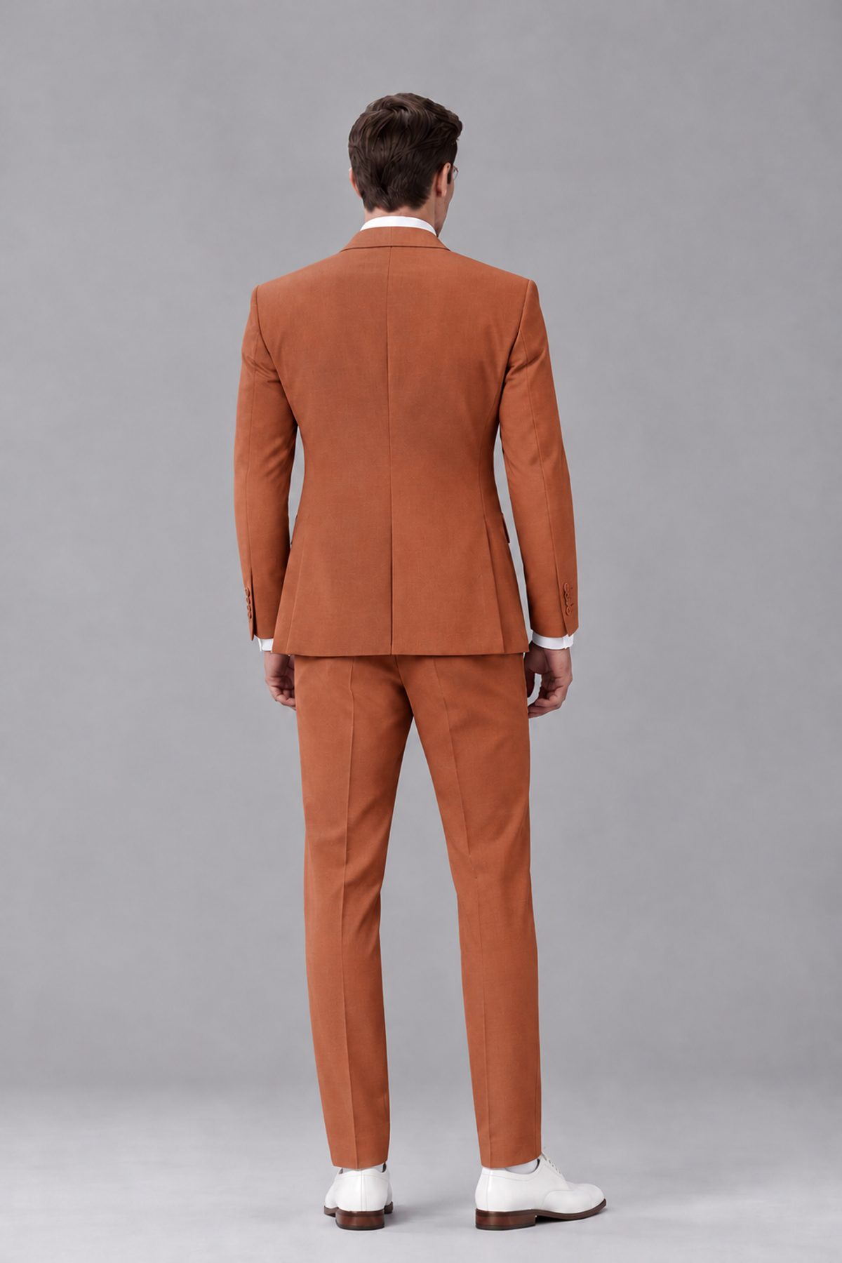 Savile Rust 3-Piece Suit with Notch Lapel & Chain Vest - Rust