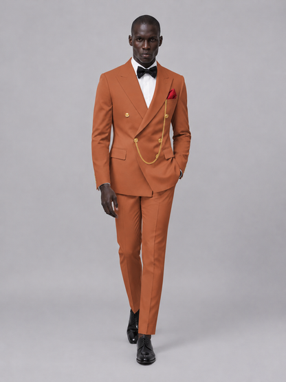 Men's Rust Double-Breasted 2-Piece Suit Set – Jacket & Trousers | Rust Chain - Rust