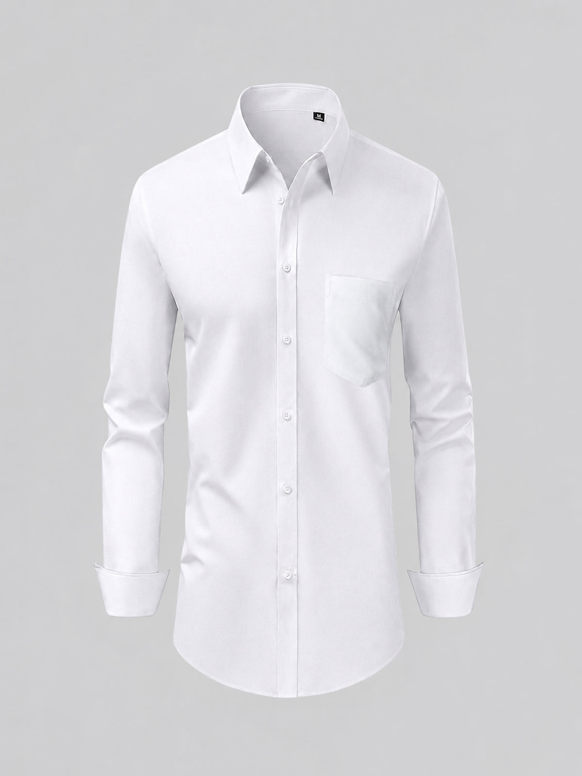 Savile Men's Classic Slim Fit Long Sleeve Dress Shirt in White – Front View | PL0006-White