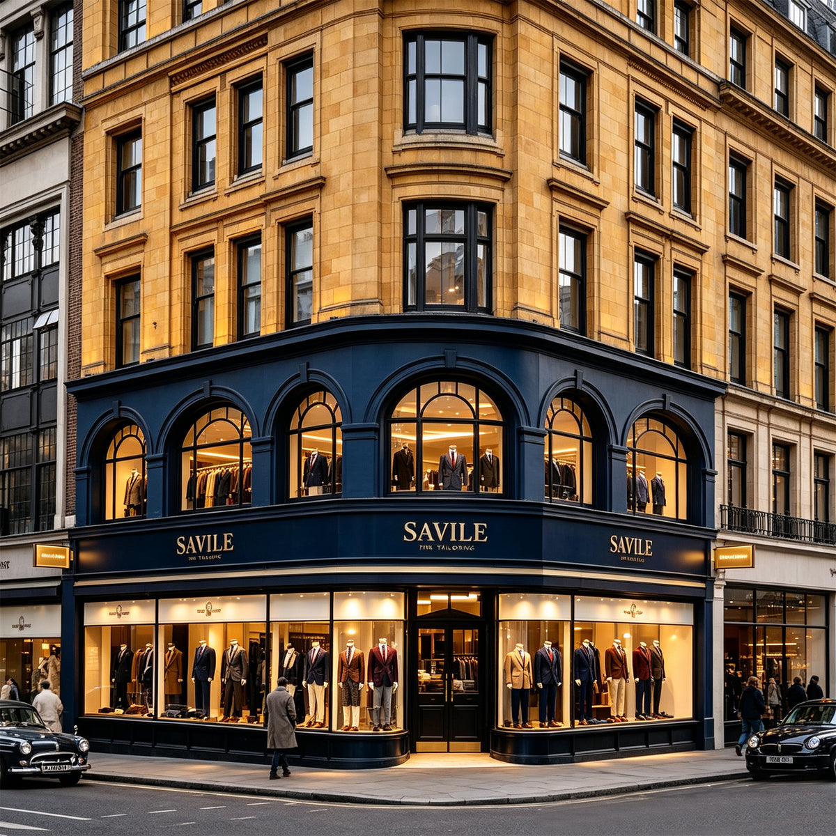 Close-up of Savile tailoring
