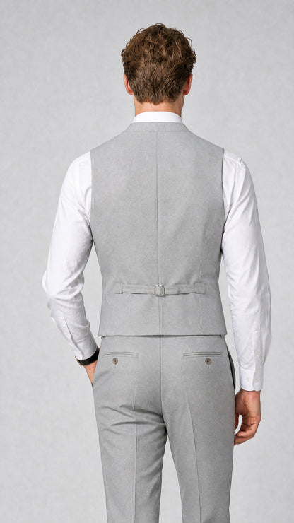Men's Classic Silver Double-Breasted Shawl Lapel Suit Vest | Savile QX0100 - Silver