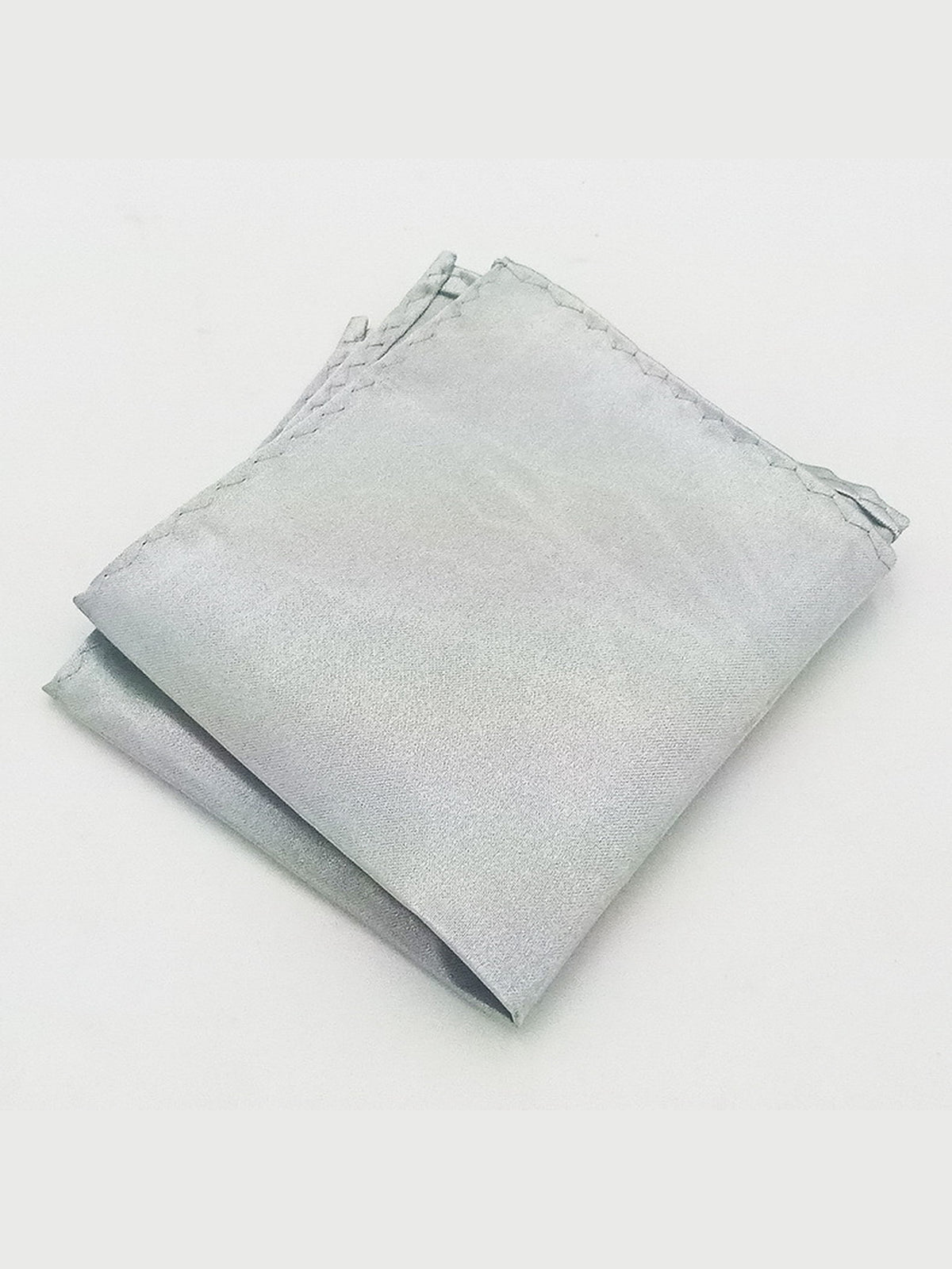 Savile Men's Silver Satin Pocket Square – Classic Solid Silk Suit Handkerchief - Silver - Silver (1)