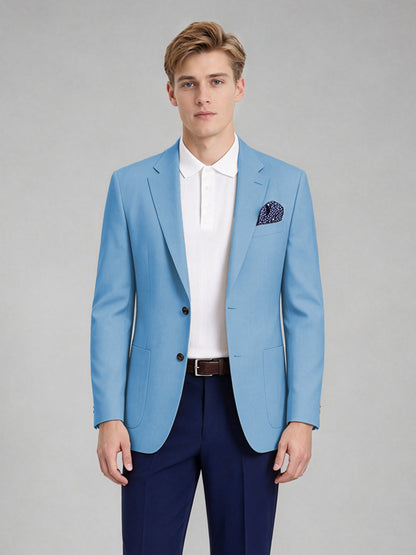 Savile Men's Slim-Fit Blazer – Notch Lapel Sport Coat | Sky Blue - Sky_Blue