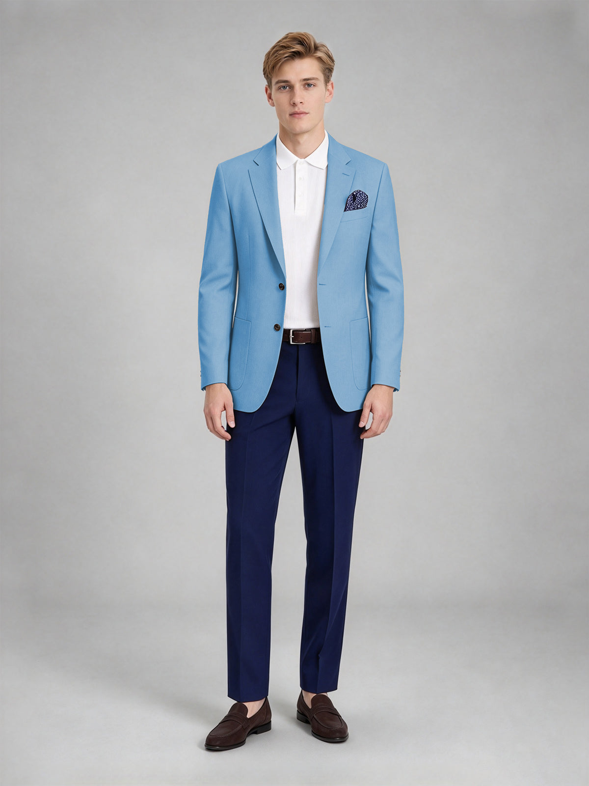 Savile Men's Slim-Fit Blazer – Notch Lapel Sport Coat | Sky Blue - Sky_Blue