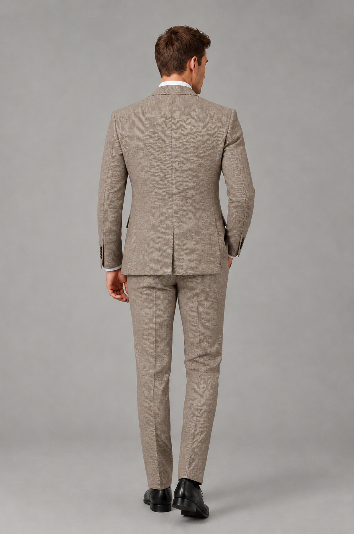 Savile Men's Grey Notch Lapel 3-Piece Suit Set | Jacket, Vest & Trousers - Taupe - Taupe