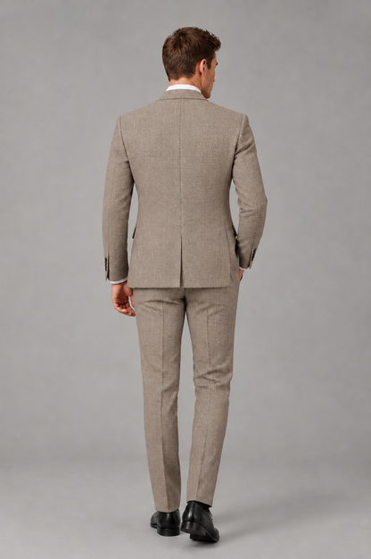 Savile Men's Grey Notch Lapel 3-Piece Suit Set | Jacket, Vest & Trousers - Taupe - Taupe