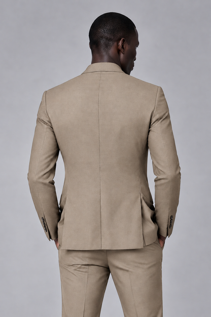 Savile Men's Taupe Double Breasted Slim Fit 2-Piece Suit Set – Blazer & Trousers | Wedding Gala Formal - Taupe - Taupe_03