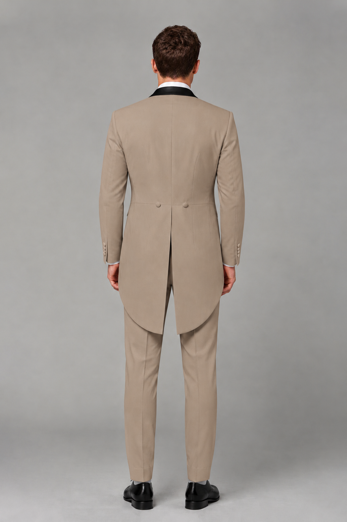 Savile Taupe 3-Piece Tailcoat Tuxedo Suit with Black Peak Lapel - Taupe - Taupe_03